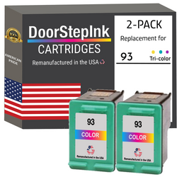 DoorStepInk Remanufactured in the USA Ink Cartridges for HP 93 Color Twin Pack