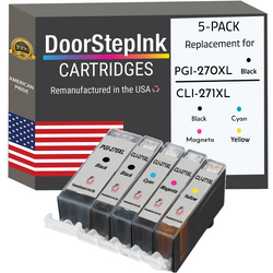 DoorStepInk Remanufactured in the USA Ink Cartridges for Canon PGI-270XL Black and CLI-271XL Black, Cyan, Magenta and yellow (5Pack)
