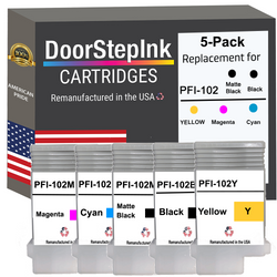DoorStepInk Remanufactured in the USA Ink Cartridges for Canon PFI-102 130MLL (5Pack)