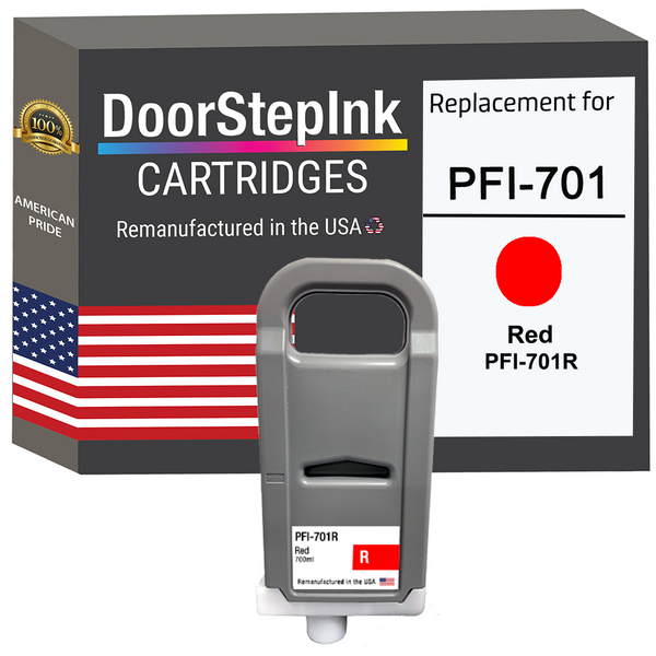 DoorStepInk Remanufactured in the USA Ink Cartridge for Canon PFI-701 700ML Red