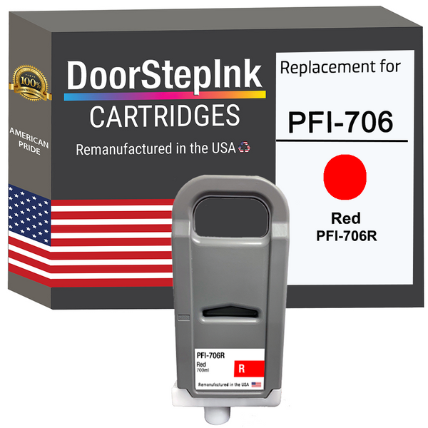 DoorStepInk Remanufactured in the USA Ink Cartridge for Canon PFI-706 700ML Red