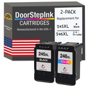 DoorStepInk Remanufactured in The USA Ink Cartridge for Canon PG-245XL Black and CL-246XL Tri-Color