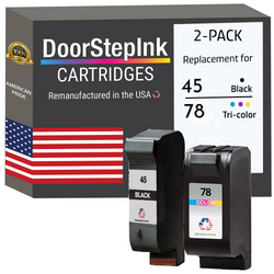 DoorStepInk Remanufactured in The USA Ink Cartridge for 45 51645A Black and 78  C6578AN Tri-Color