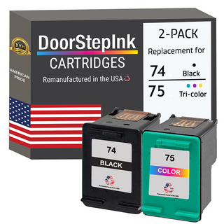 DoorStepInk Remanufactured in The USA Ink Cartridge for 74 CB335 Black and 75  CB337 Tri-Color