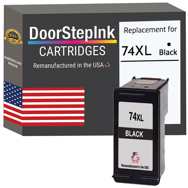 DoorStepInk Remanufactured in the USA Ink Cartridge for 74XL CB336 Black