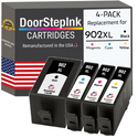 DoorStepInk Remanufactured in the USA Ink Cartridges for 902XL T6M14AN 1 Black, 902XL T6M02AN 1 Cyan, 902XL T6M06AN 1 Magenta and 902XL T6M10AN 1 Yellow (4Pack)