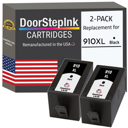 DoorStepInk Remanufactured in the USA Ink Cartridges for 910XL 3YL65AN 2 Black