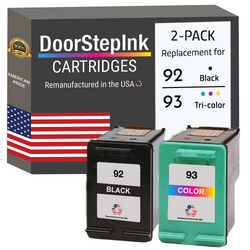DoorStepInk Remanufactured in The USA Ink Cartridge for 92 C9362 Black and 93  C9361 Tri-Color
