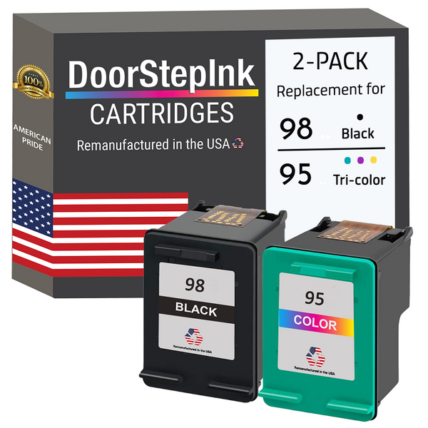 DoorStepInk Brand for HP 98 Black 95 Tri Color Combo Pack Remanufact