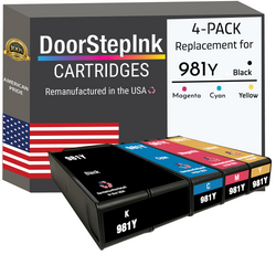 DoorStepInk Remanufactured in the USA Ink Cartridges for 981Y L0R16A 1 Black, 981Y L0R13A 1 Cyan, 981Y L0R14A 1 Magenta and 981Y L0R15A 1 Yellow (4Pack)