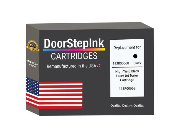 DoorStepInk Remanufactured in the USA For Xerox 113R00668 Black LaserJet Toner Cartridge, 113R00668