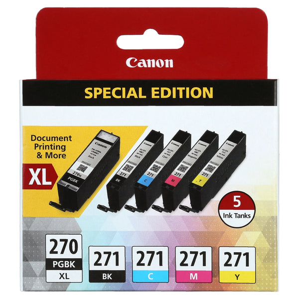 Canon PG-270XL Black and CLI-271 Black and color Ink Cartridges-5pack