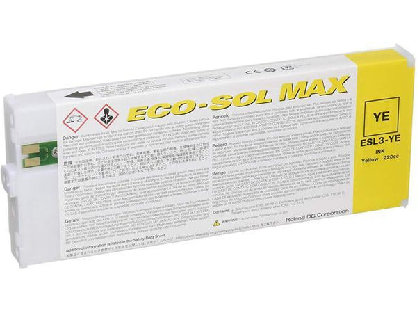 Roland Eco-Sol Max ESL3-YE Solvent Ink Cartridge 220ml Yellow