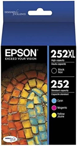 Original Epson T252XL Black and T252 Cyan, Magenta, Yellow Ink Cartridges