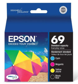 New Genuine Epson 69 Black, Cyan, Magenta and Yellow Ink Cartridges