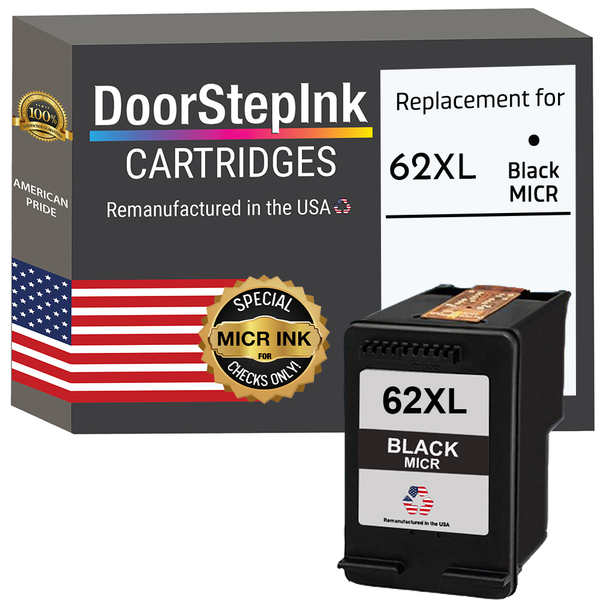 DoorStepInk Brand for HP 62XL (C2P05AN) Black MICR Remanufactured in the  USA Ink Cartridge