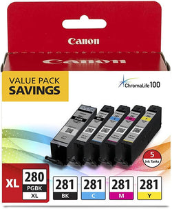 Canon PGI-280XL/CLI-281 Black and Color Ink Cartridges-5 Pack