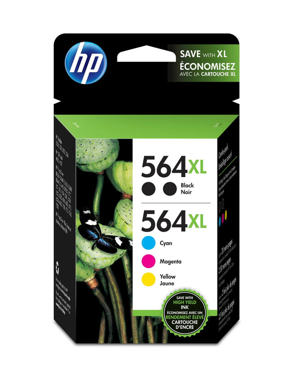 HP 564XL Black and Color Ink Cartridges-5pack
