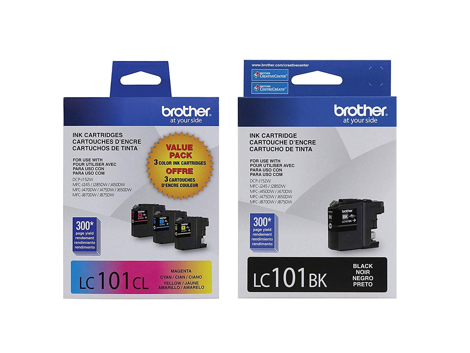 Original Brother LC101 Black, Cyan, Magenta, Yellow Ink Cartridges ...