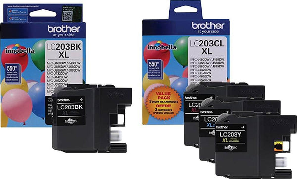 Brother LC203XL High Yield Black / 3 Color  Ink Cartridge (4-Pack)