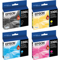 Epson 220XL 4-Pack Ink Cartridges- Black/Cyan/Magenta/Yellow