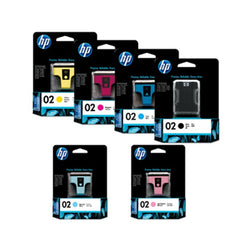 Genuine HP 02 Black and Color Ink Cartridges-6 Pack