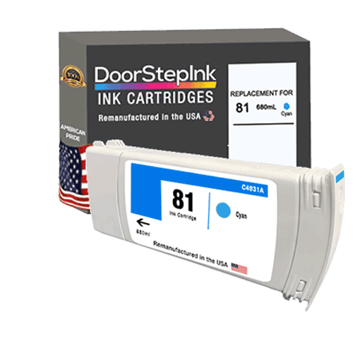DoorStepInk Remanufactured in the USA Ink Cartridge for HP 81 680mL Cyan