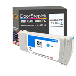 DoorStepInk Remanufactured in the USA Ink Cartridge for HP 81 680mL Cyan