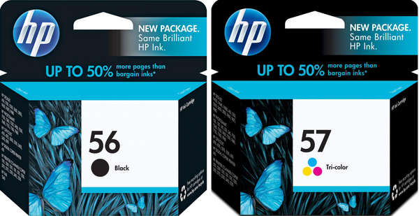 HP 56 Black & 57 Tricolor Ink Cartridges- Combo Pack