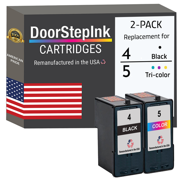 DoorStepInk Remanufactured in the USA Ink Cartridges for Lexmark #4 Black and #5 Tri-Color
