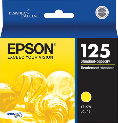 Genuine Epson 125 Standard Yield Yellow Ink Cartridge, T125420 