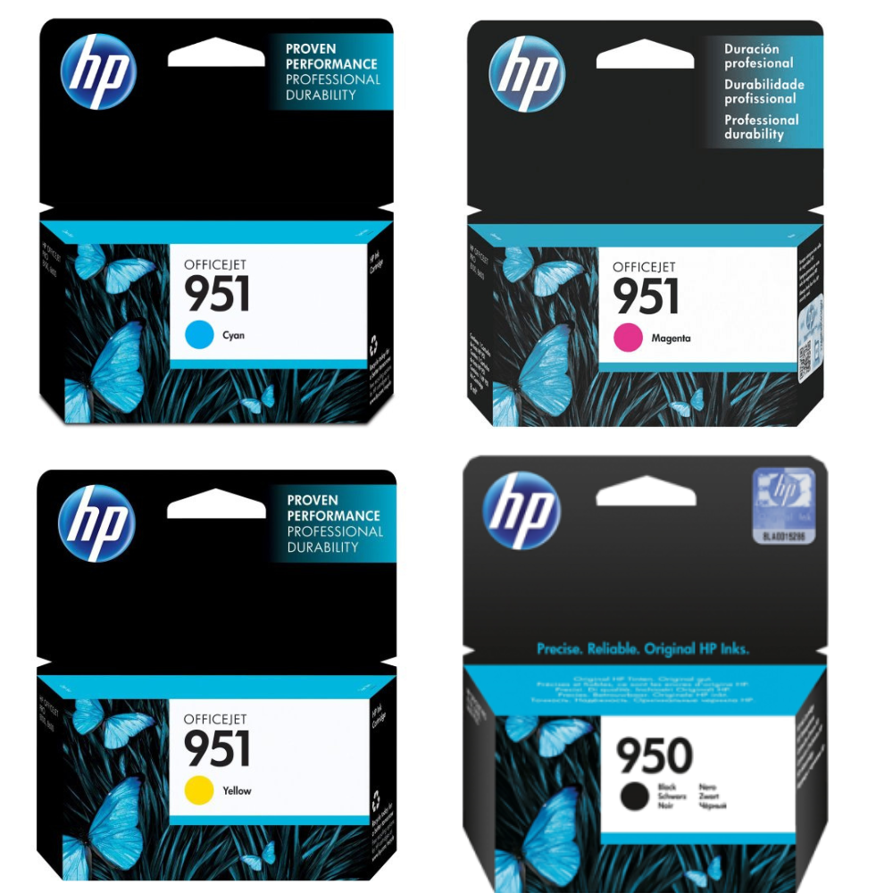 Original HP 950 Black & 951 Cyan, Magenta & Yellow Ink Cartridges ...