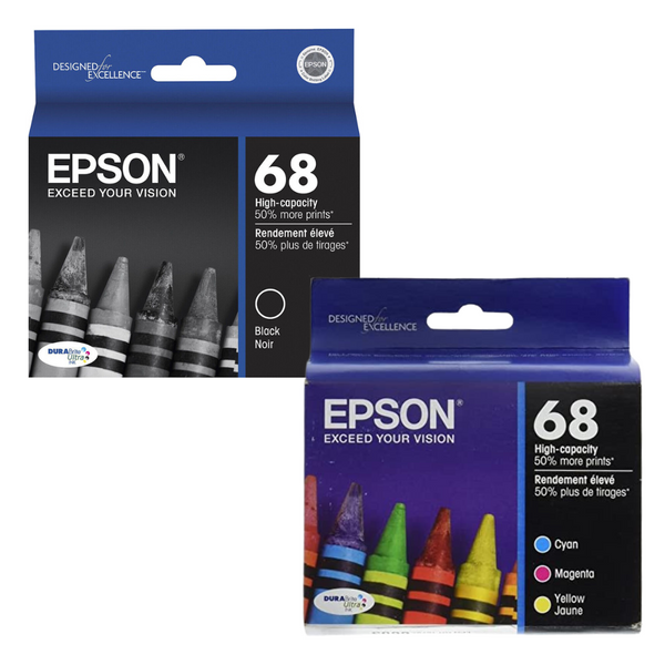 New Genuine Epson 68 Black, Cyan, Magenta, Yellow Ink Cartridges
