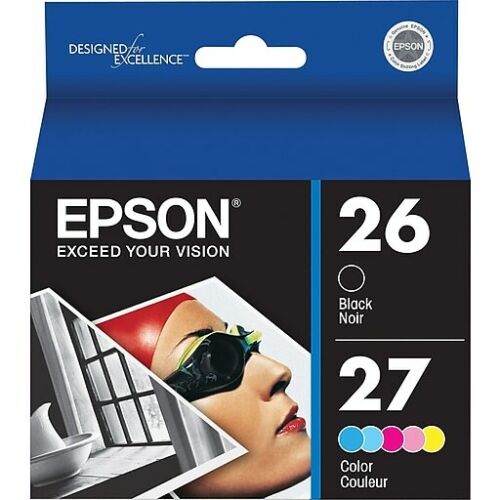 Original Epson T026 T027 Black & Color Ink Cartridges