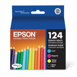 Original Epson 124 Black, Cyan, Magenta & Yellow Ink Cartridges